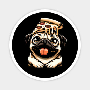 Pug Dog Eating Pizza Magnet