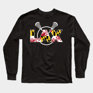 Maryland Flag Lacrosse Long Sleeve T-Shirt