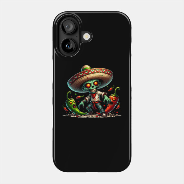 Zombie Cinco de Mayo Man and Hot Peppers Phone Case by HolidayBug