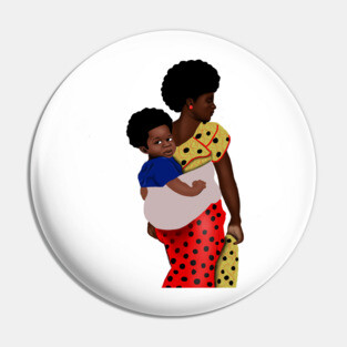 African Mother and Child Pin
