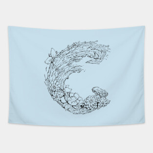 Flower Waves Tapestry