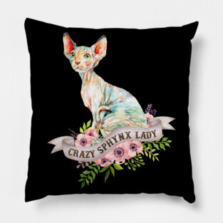 Crazy Sphynx Lady Pillow