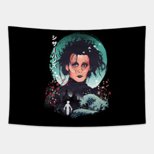 Ukiyo e Scissorhands Tapestry