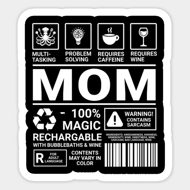 MOM Nutrition Facts Sticker by Designed By Marty