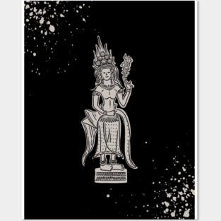 Apsara temple carving design Posters and Art