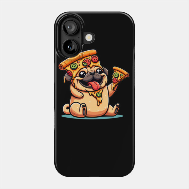 Cute Funny Pug Dog Eating Pizza Phone Case by logiamerch