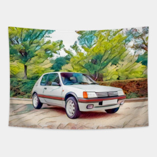 Peugeot 205 GTI – Iconic French Hot Hatch Art Tapestry