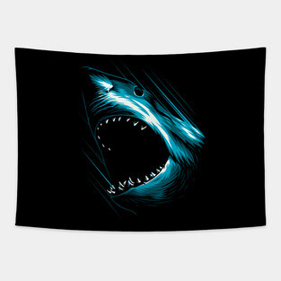 Great Shark White Tapestry