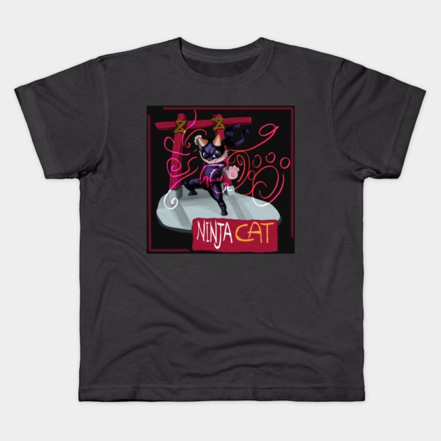 NINJA CAT v1 Kids T-Shirt by droidmonkey