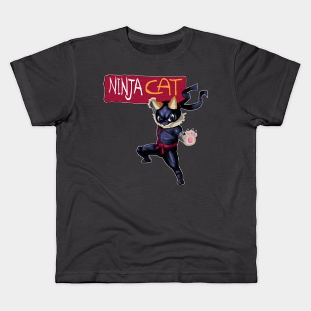NINJA CAT v2 Kids T-Shirt by droidmonkey