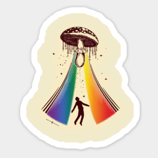 Mushroom Alien Abduction Sticker