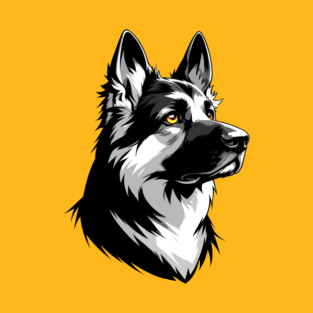 Stunning and Cool German Shepherd Dog Monochrome and Gold Portrait for Father's Day T-Shirt