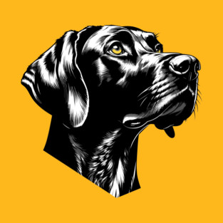 Stunning and Cool German Shorthaired Pointer Monochrome and Gold Portrait for Father's Day T-Shirt