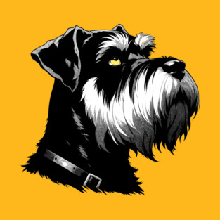 Stunning and Cool Giant Schnauzer Monochrome and Gold Portrait for Father's Day T-Shirt