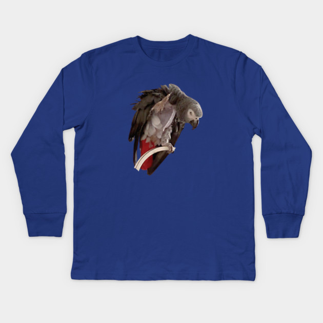 Einstein African Grey Parrot Waving, Bare Chest Kids Long Sleeve T-Shirt by Einstein Parrot