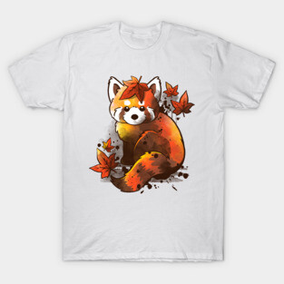 Red panda red leaves T-Shirt