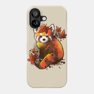 Red panda red leaves Phone Case