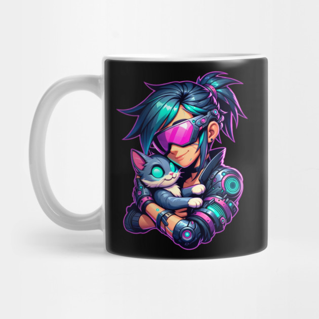 Cyberpunk Girl and Cat by HolidayBug