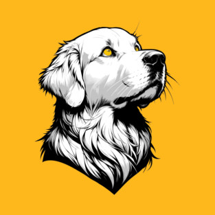 Stunning and Cool Golden Retriever Monochrome and Gold Portrait for Father's Day T-Shirt