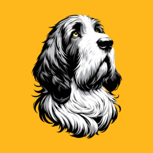 Stunning and Cool Grand Basset Griffon Vendeen Monochrome and Gold Portrait for Father's Day T-Shirt
