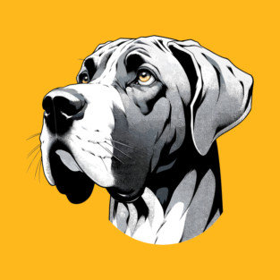 Stunning and Cool Great Dane Monochrome and Gold Portrait for Father's Day T-Shirt