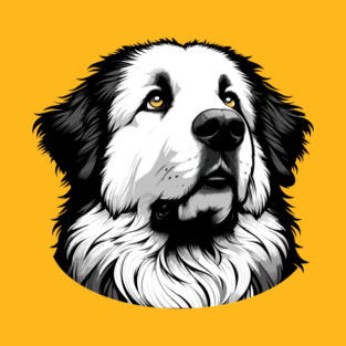 Stunning and Cool Great Pyrenees Monochrome and Gold Portrait for Father's Day T-Shirt