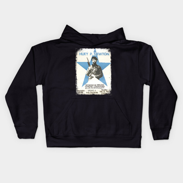 Huey Newton 1971 Poster Kids Hoodie by UrbanLifeApparel