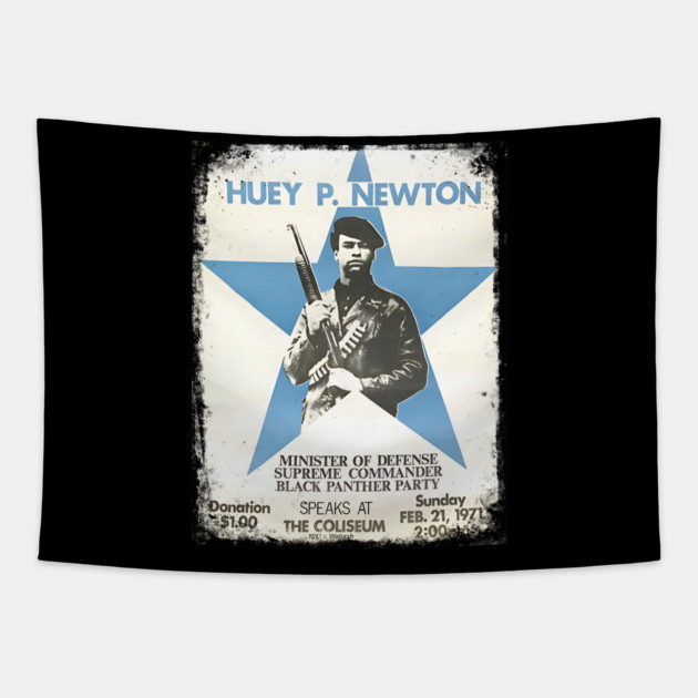 Huey Newton 1971 Poster Tapestry by UrbanLifeApparel