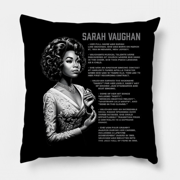 Sarah Vaughan Pillow by UrbanLifeApparel