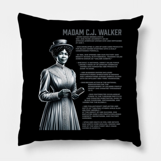 Madam CJ Walker Pillow by UrbanLifeApparel