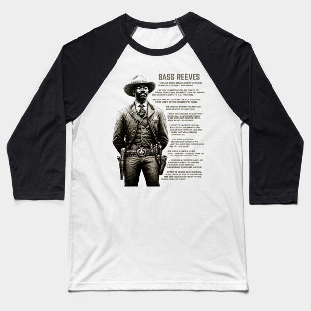 Bass Reeves Facts Baseball T-Shirt by UrbanLifeApparel