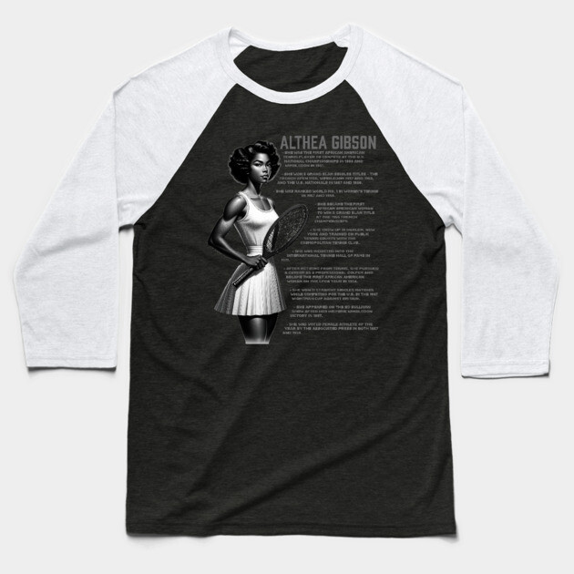 Althea Gibson Facts Baseball T-Shirt by UrbanLifeApparel