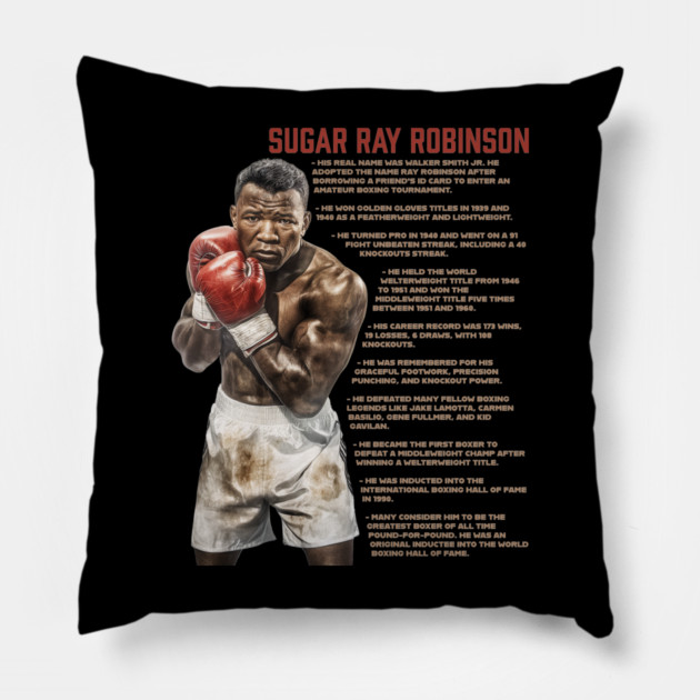 Sugar Ray Robinson Pillow by UrbanLifeApparel