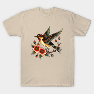 Vintage Flash Tattoo Sparrow Bird T-Shirt