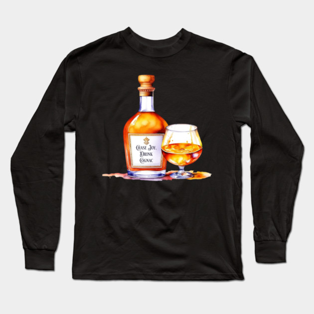 Watercolor Drink Cognac Long Sleeve T-Shirt by HolidayBug