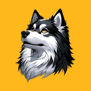 Stunning and Cool Icelandic Sheepdog Monochrome and Gold Portrait for Father's Day T-Shirt