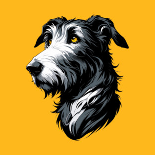 Stunning and Cool Irish Wolfhound Monochrome and Gold Portrait for Father's Day T-Shirt