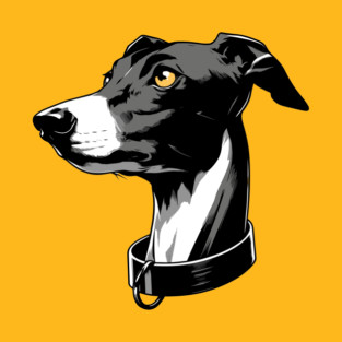 Stunning and Cool Italian Greyhound Monochrome and Gold Portrait for Father's Day T-Shirt