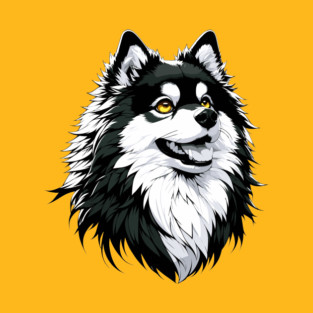 Stunning and Cool Japanese Spitz Monochrome and Gold Portrait for Father's Day T-Shirt