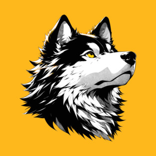 Stunning and Cool Karelian Bear Dog Monochrome and Gold Portrait for Father's Day T-Shirt