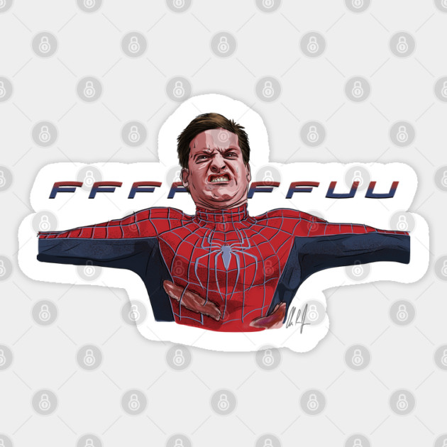 Tobey-Man is Struggling Sticker by 51Deesigns