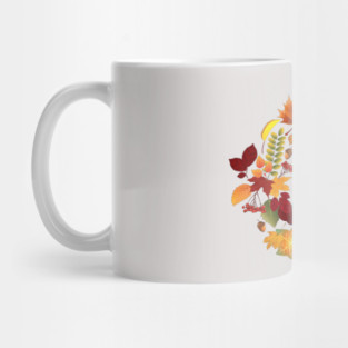 Autumn Wreath Black Capped Chickadee Bird Digital Oil Painting Mug