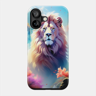 Lion in the sky double exposure wildlife forests Phone Case
