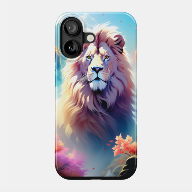 Lion in the sky double exposure wildlife forests Phone Case by BirdsnStuff