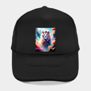 Lion in the sky double exposure wildlife forests Hat