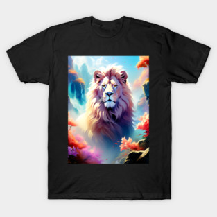 Lion in the sky double exposure wildlife forests T-Shirt