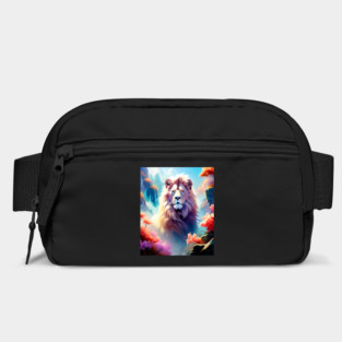 Lion in the sky double exposure wildlife forests Bag