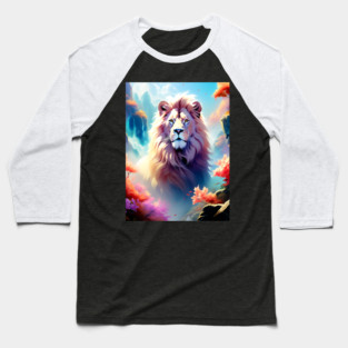 Lion in the sky double exposure wildlife forests Baseball T-Shirt