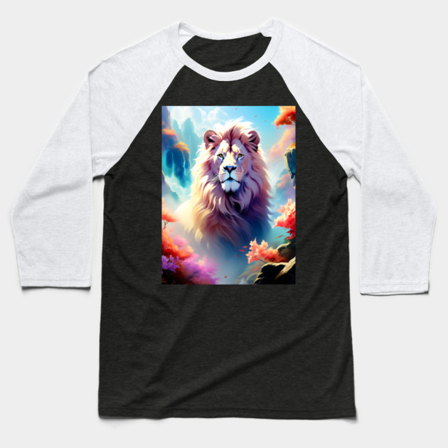 Lion in the sky double exposure wildlife forests Baseball T-Shirt by BirdsnStuff