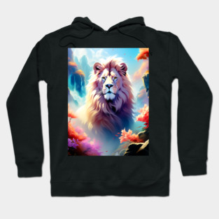 Lion in the sky double exposure wildlife forests Hoodie